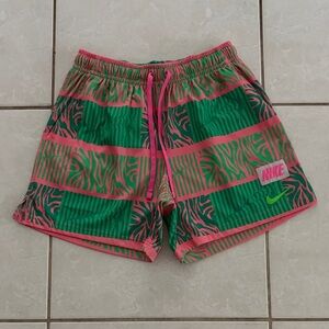 Nike Pink & Green Zebra-Stripe Athletic Shorts
